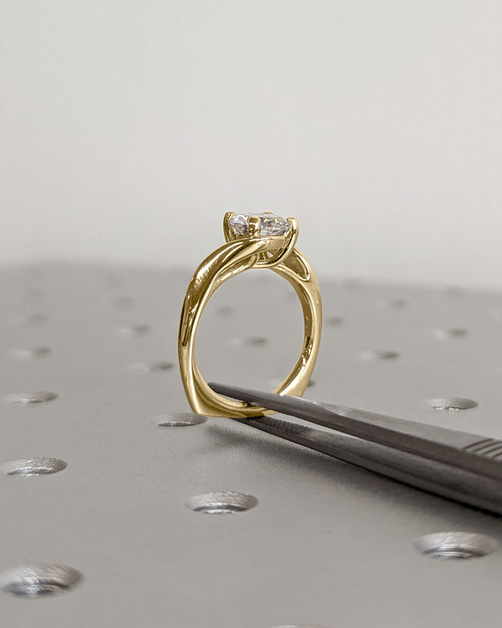 1.50CT Round Cut Twist Euro Shank Art Deco Lab Grown Diamond Engagement Ring