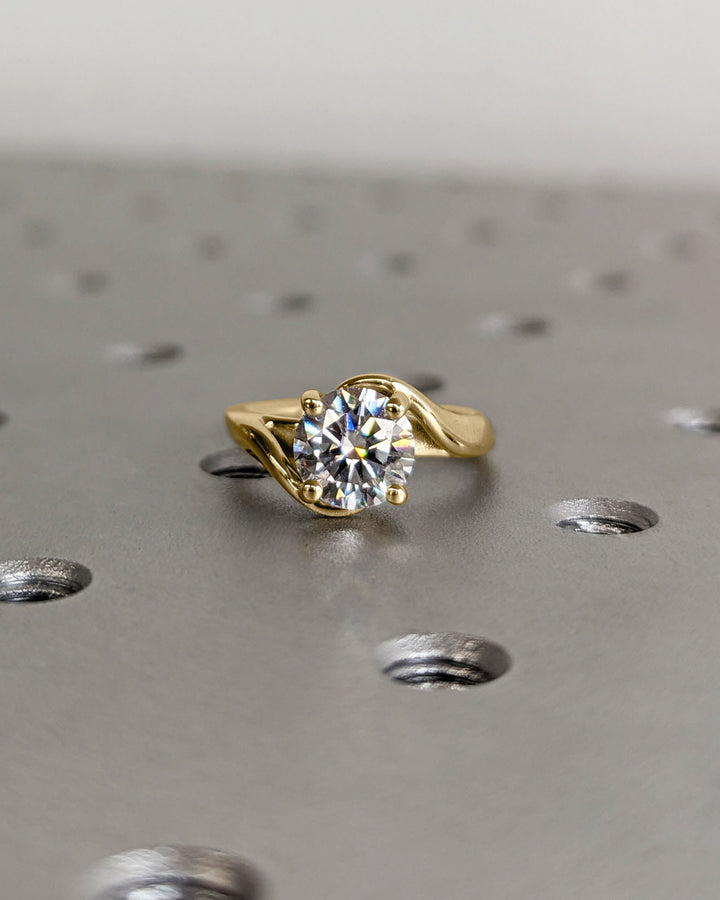 1.50CT Round Cut Twist Euro Shank Art Deco Lab Grown Diamond Engagement Ring