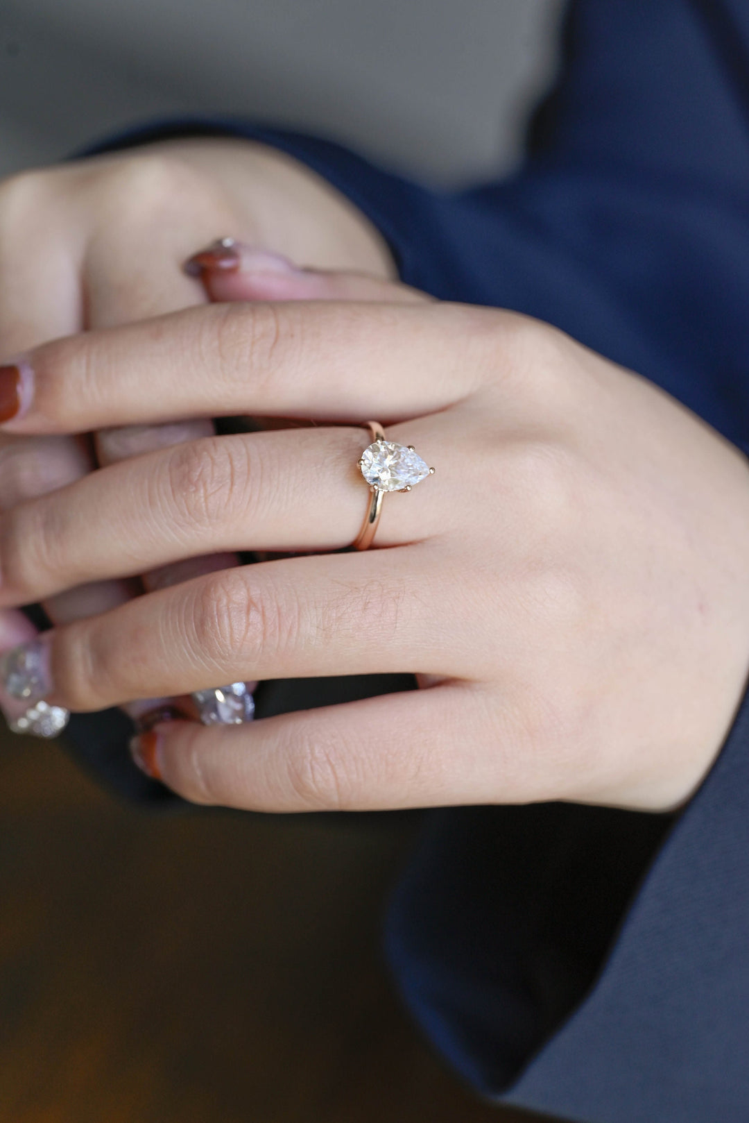 2.0CT Pear Cut Hidden Halo IGI Certified Lab Grown Diamond Engagement Ring For Women