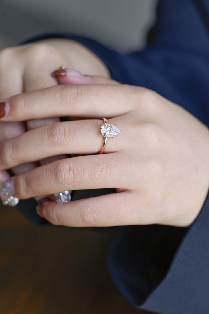 2.0CT Pear Cut Hidden Halo IGI Certified Lab Grown Diamond Engagement Ring For Women
