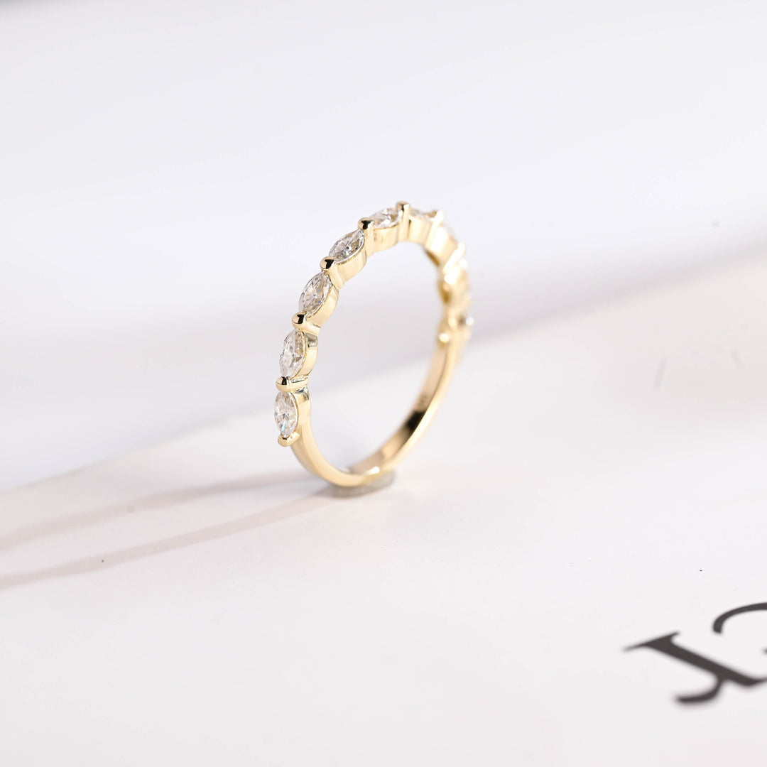 0.59CT Marquise Cut Half Eternity CVD EF/VVS Diamond Wedding Band