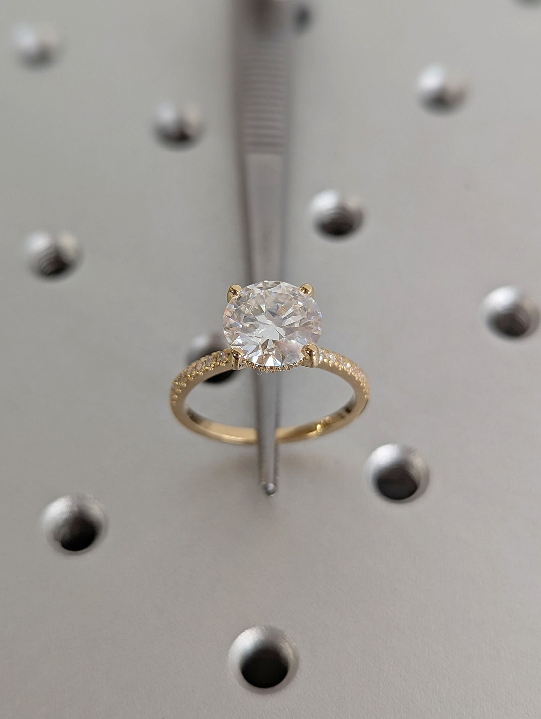 3.0CT Round Cut Hidden Halo Lab Grown Pave Diamond Engagement Ring For Her