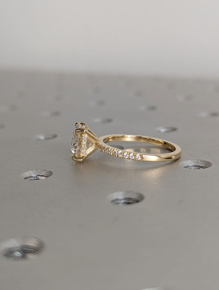 3.0CT Round Cut Hidden Halo Lab Grown Diamond Pave Engagement Ring Simple Promise Ring