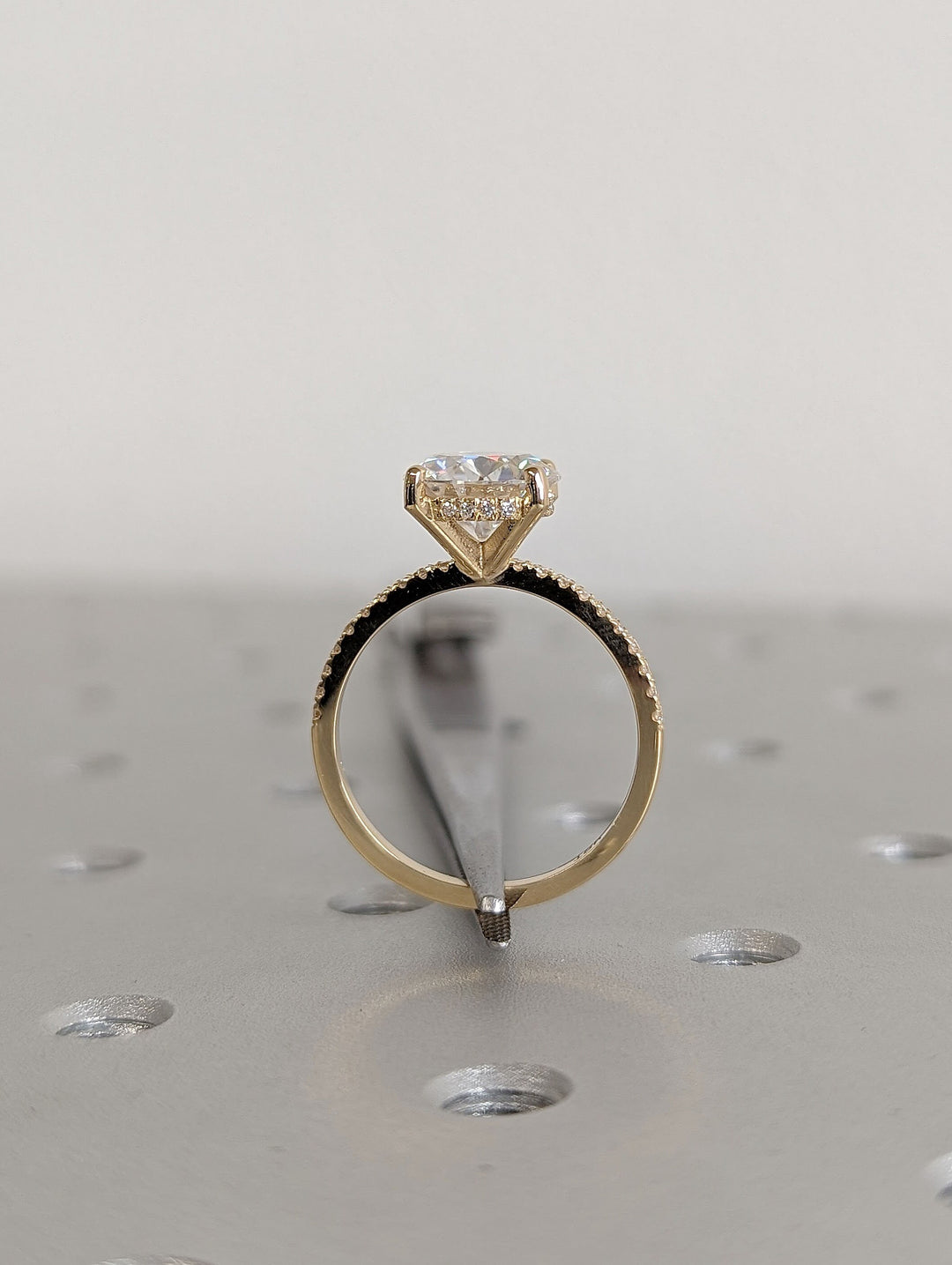 3.0CT Round Cut Hidden Halo Lab Grown Diamond Pave Engagement Ring Simple Promise Ring