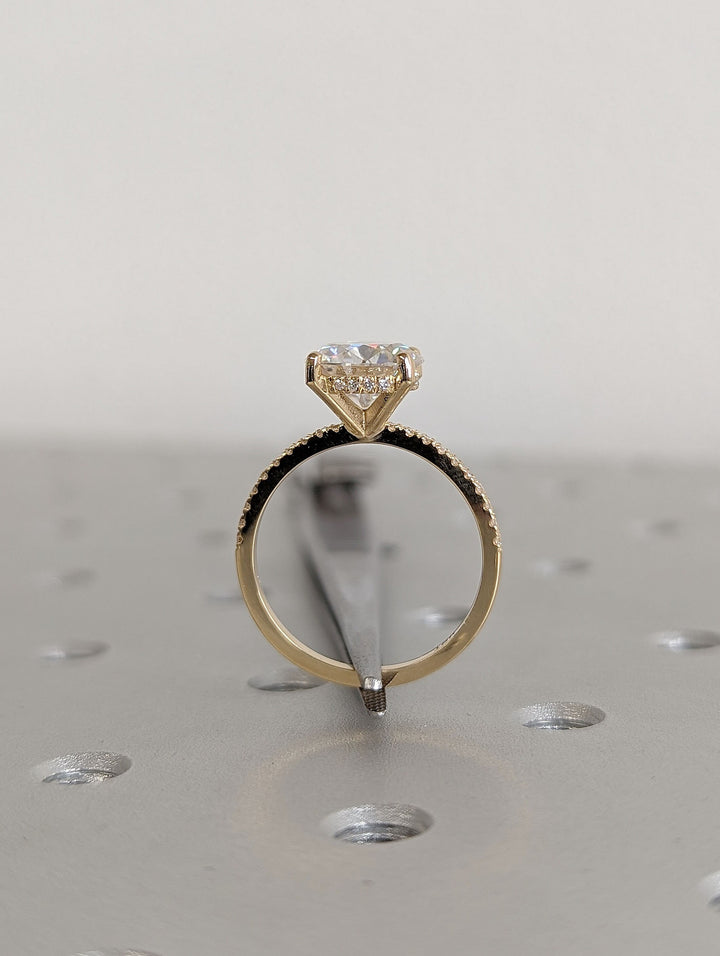 3.0CT Round Cut Hidden Halo Lab Grown Diamond Pave Engagement Ring Simple Promise Ring
