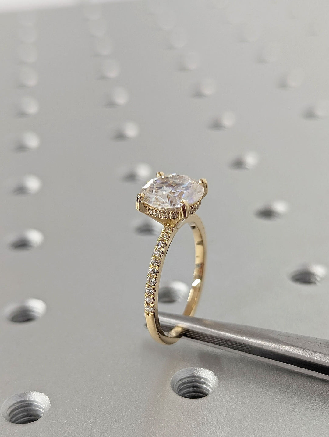 3.0CT Round Cut Hidden Halo Lab Grown Pave Diamond Engagement Ring For Her