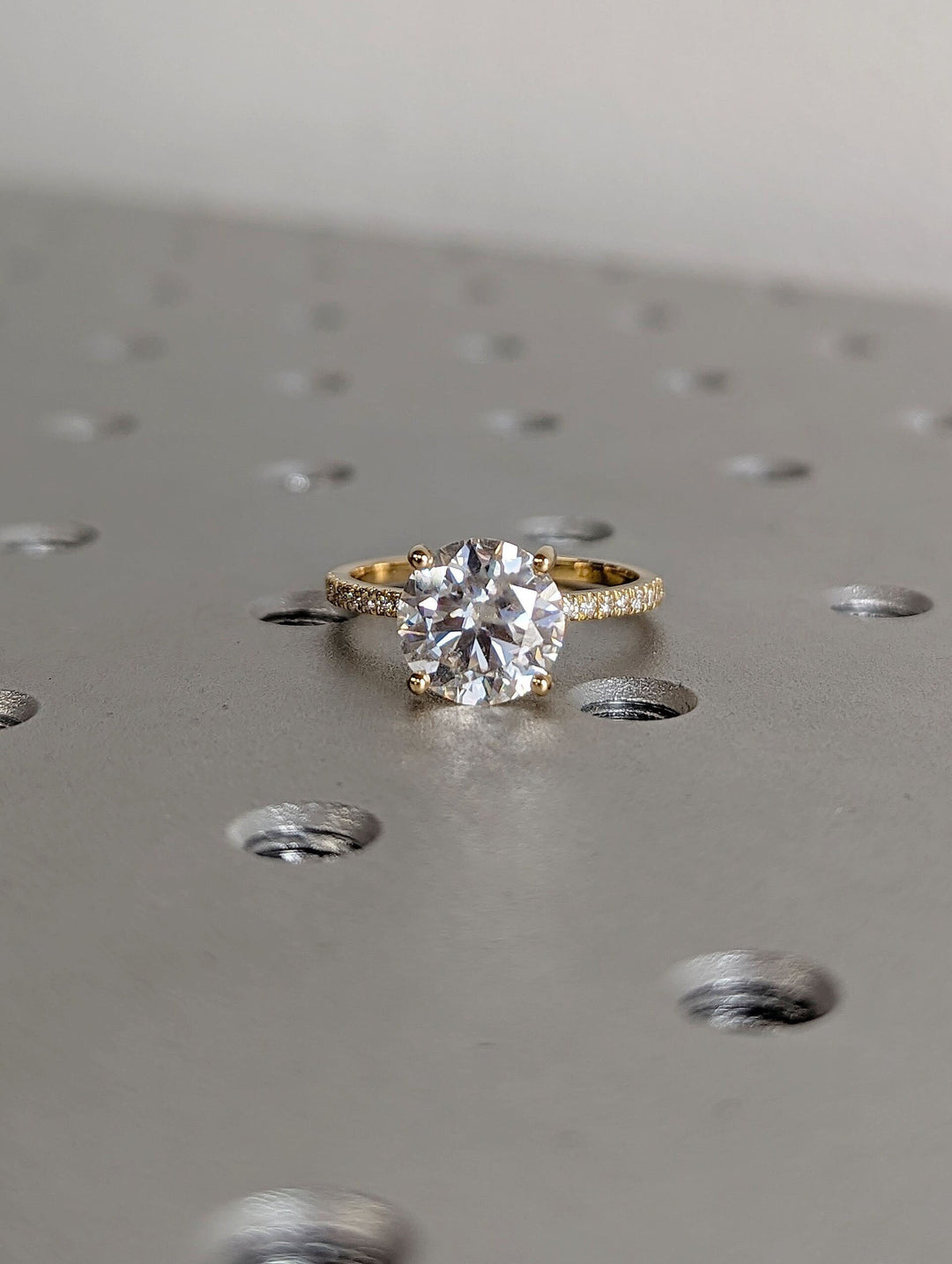 3.0CT Round Cut Hidden Halo Lab Grown Diamond Pave Engagement Ring Simple Promise Ring