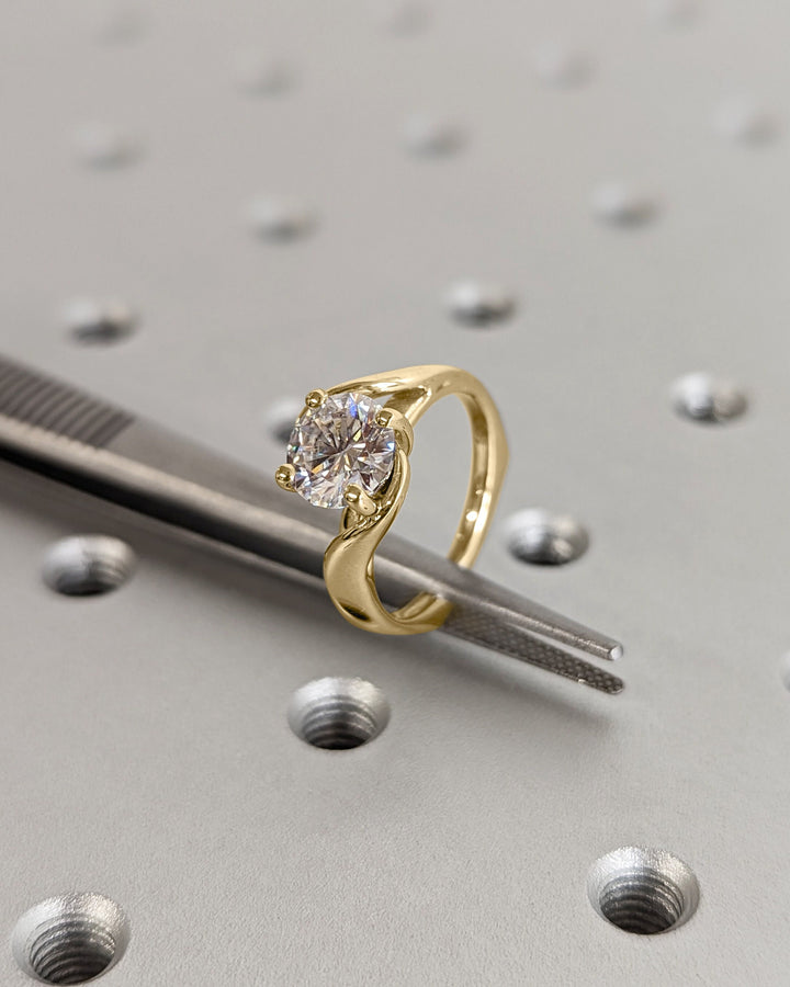 1.50CT Round Cut Twist Euro Shank Art Deco Lab Grown Diamond Engagement Ring