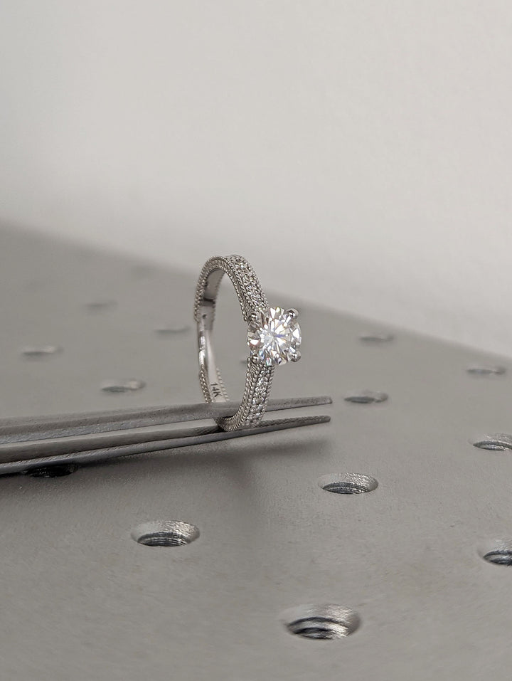 1.0CT Round Cut Unique  Vintage Lab Grown Diamond Engagement Ring Anniversary Gift