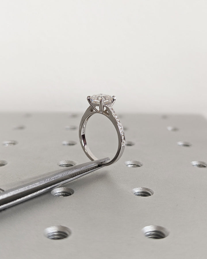 1.50CT Asscher Cut Channel Lab Grown Diamond Engagement Ring Simple Promise Ring