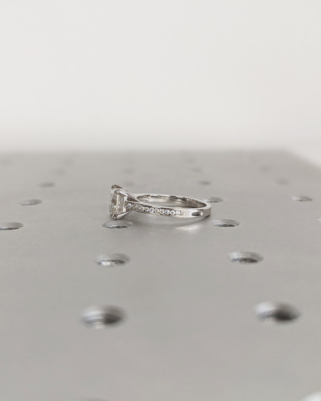 1.50CT Asscher Cut Channel Lab Grown Diamond Engagement Ring For Women