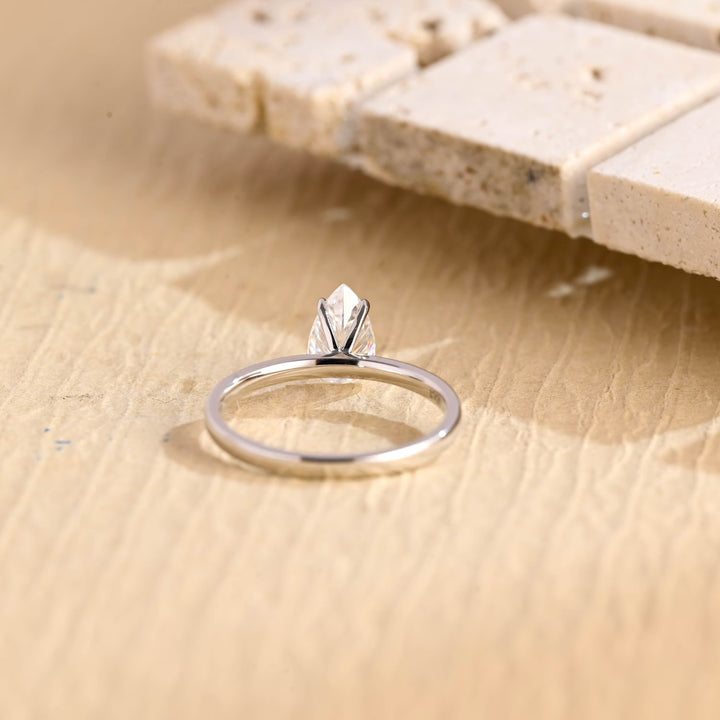1.0CT Pear Cut Lab Grown Diamond Solitaire Engagement Ring, Minimalist Wedding Ring