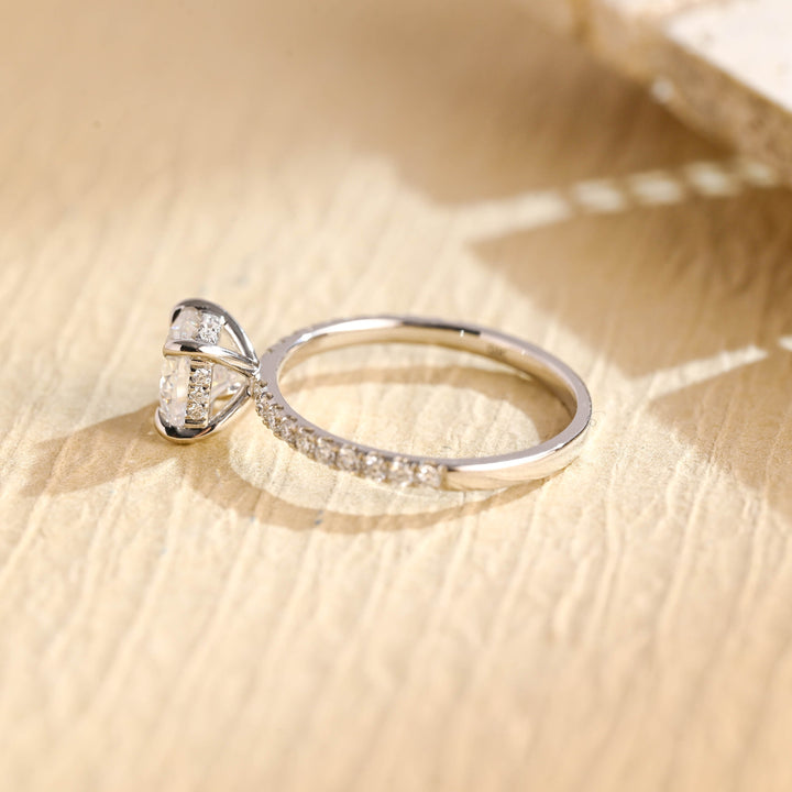 1.0CT Round Cut Pave Lab Grown Diamond Hidden Halo Engagement Ring For Women