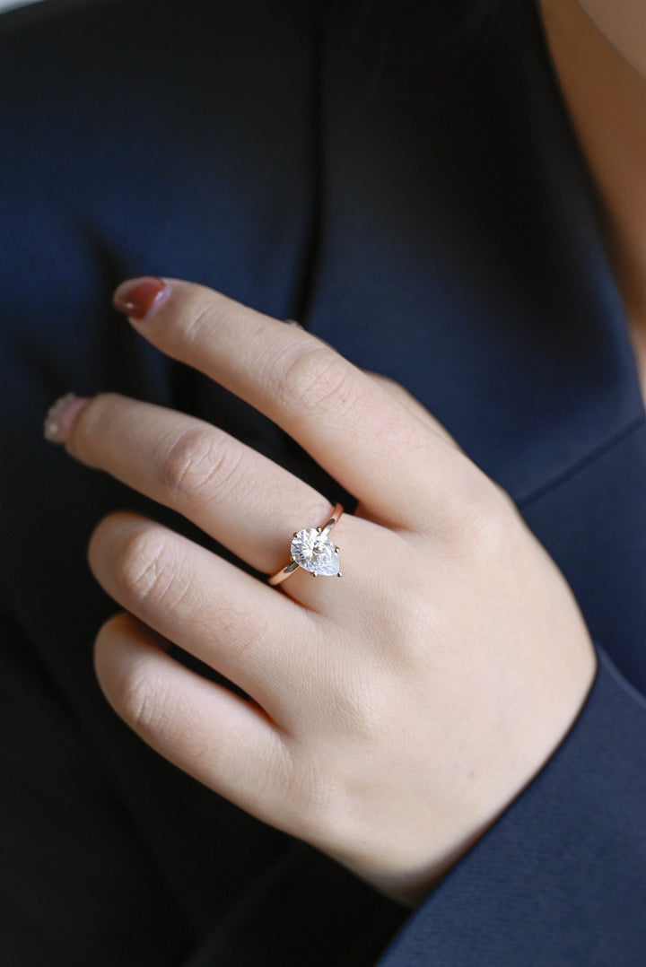 2.0CT Pear Cut Hidden Halo IGI Certified Lab Grown Diamond Engagement Ring For Women