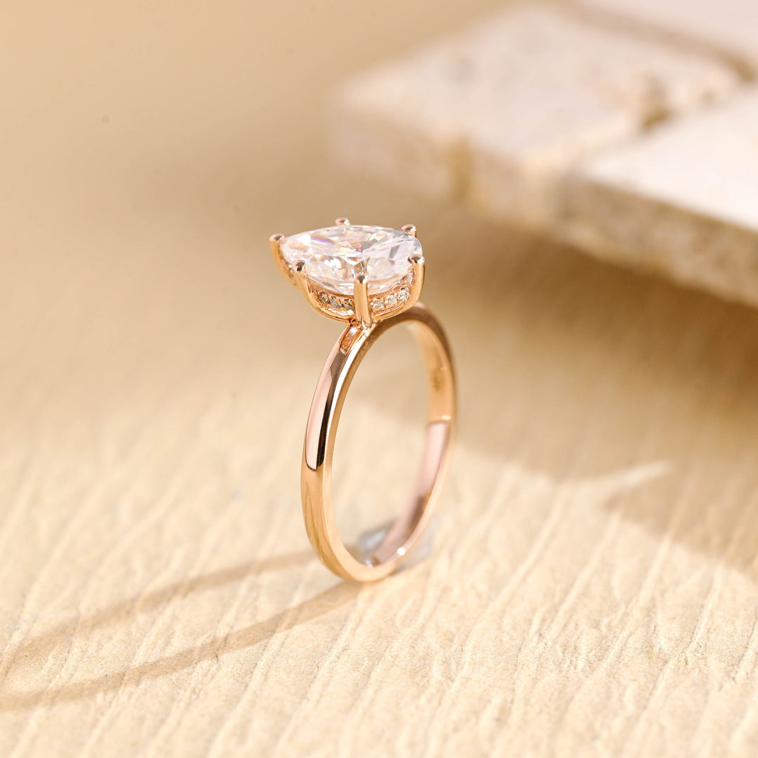 2.0CT Pear Cut Hidden Halo IGI Certified Lab Grown Diamond Engagement Ring For Women