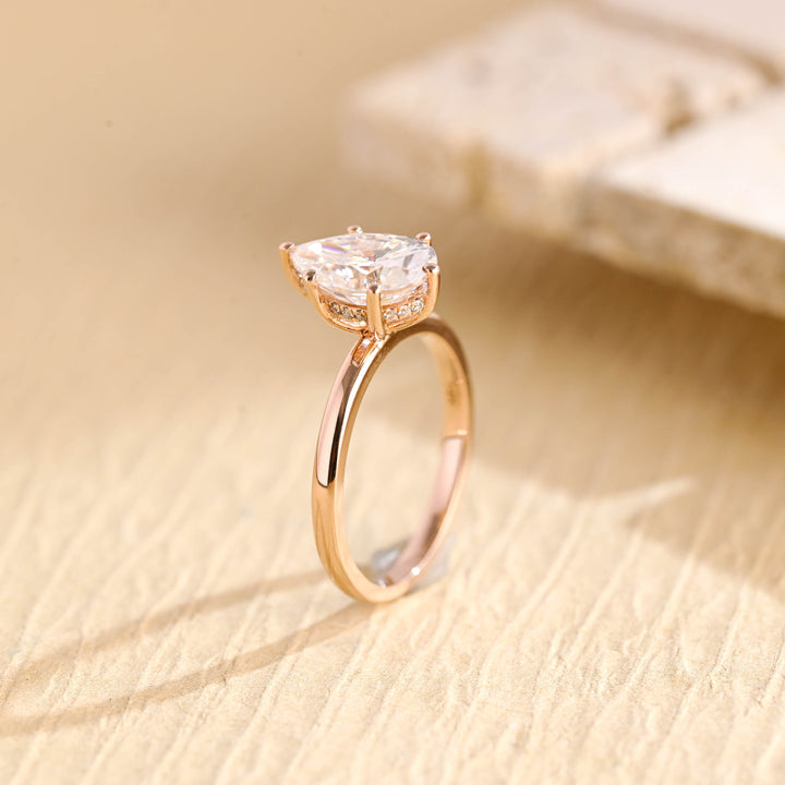 2.0CT Pear Cut Hidden Halo IGI Certified Lab Grown Diamond Engagement Ring For Women