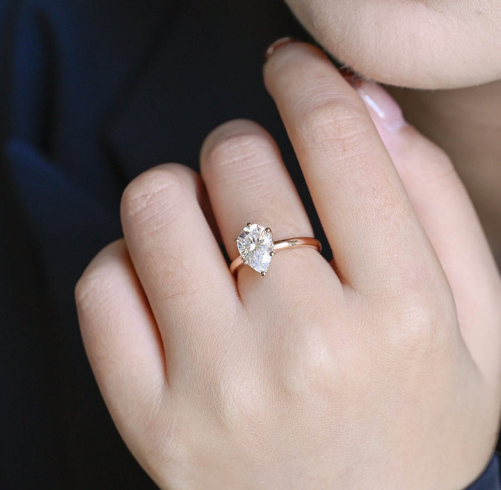 2.0CT Pear Cut Hidden Halo IGI Certified Lab Grown Diamond Engagement Ring For Women
