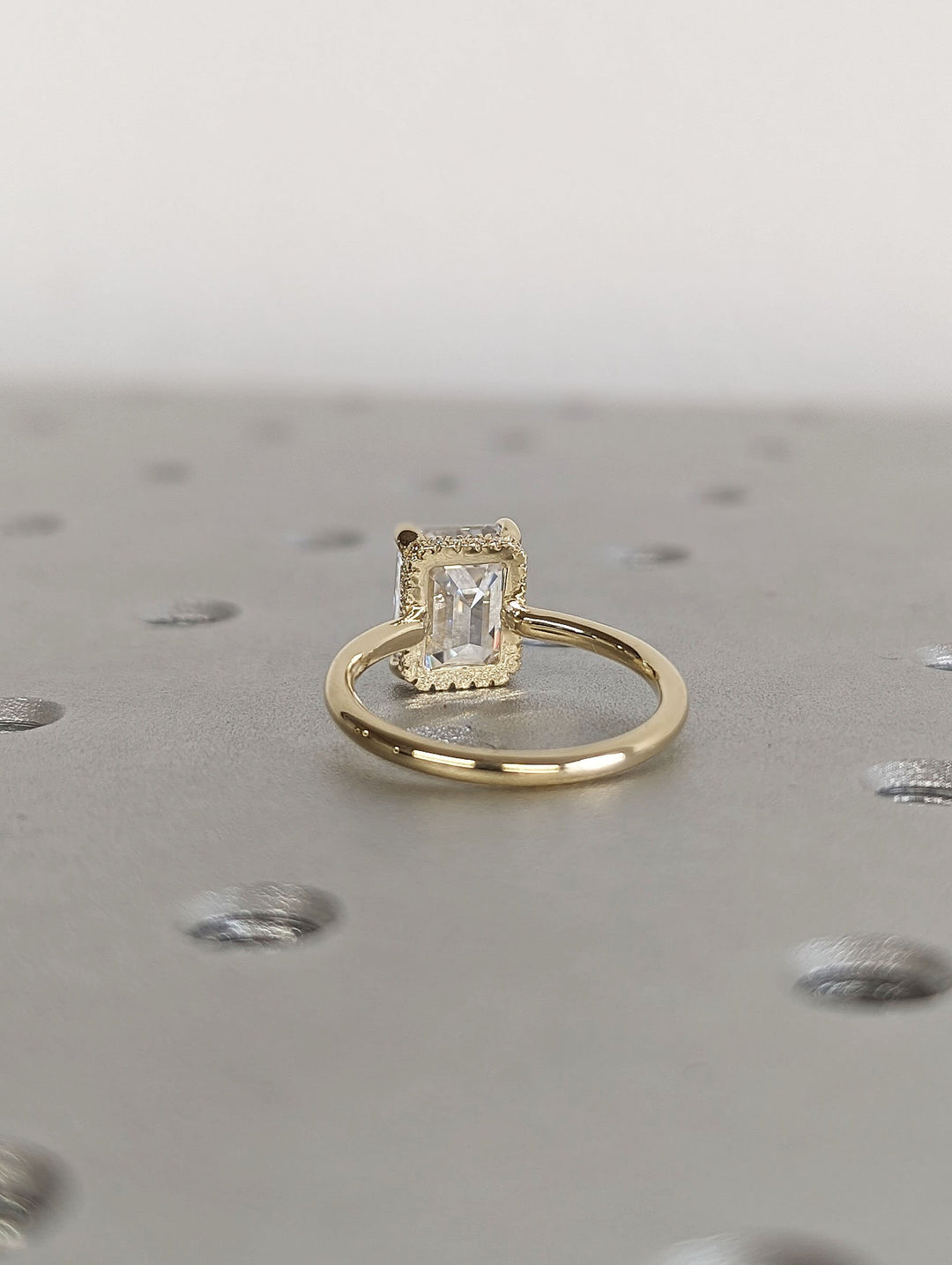 2.50CT Emerald Cut Hidden Halo Lab Grown Diamond Engagement Ring Minimalist Engagement Ring