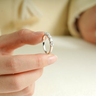 0.55CT Oval Cut Half Eternity CVD EF/VVS Diamond Wedding Band For Women