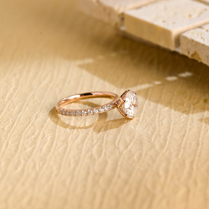 1.0CT Round Cut Pave Lab Grown Diamond Engagement Ring For Women