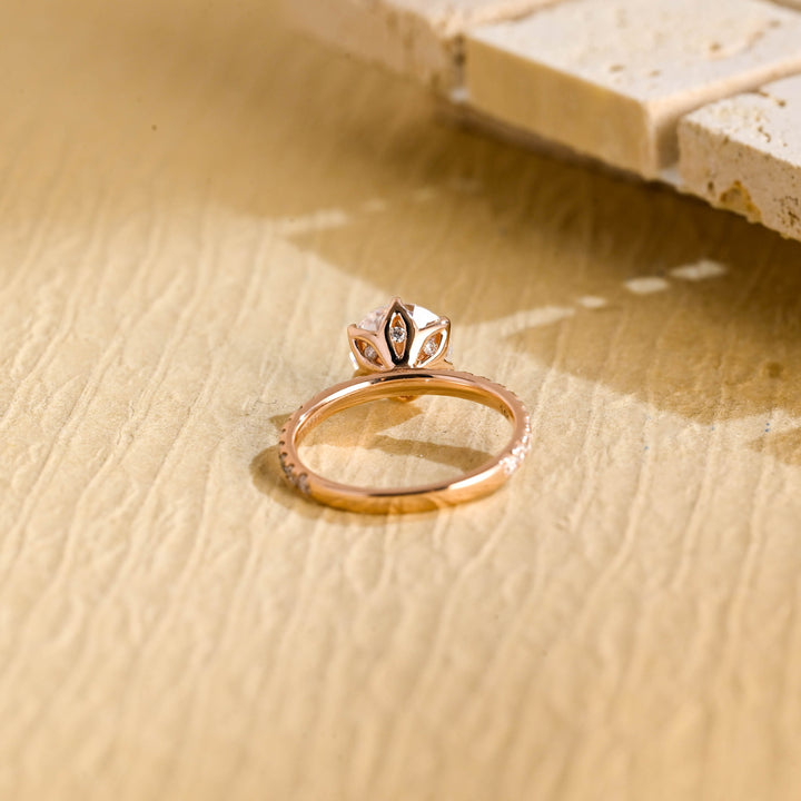 1.0CT Round Cut Pave Lab Grown Diamond Engagement Ring For Women