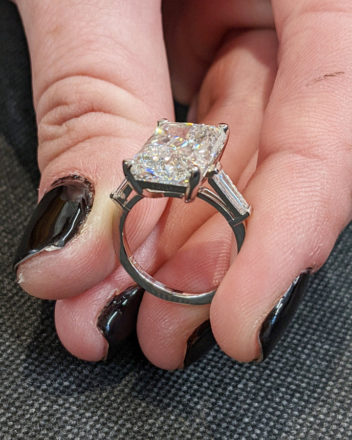 6.0CT Radiant Cut Three Stone Lab Grown Diamond Engagement Ring For Women