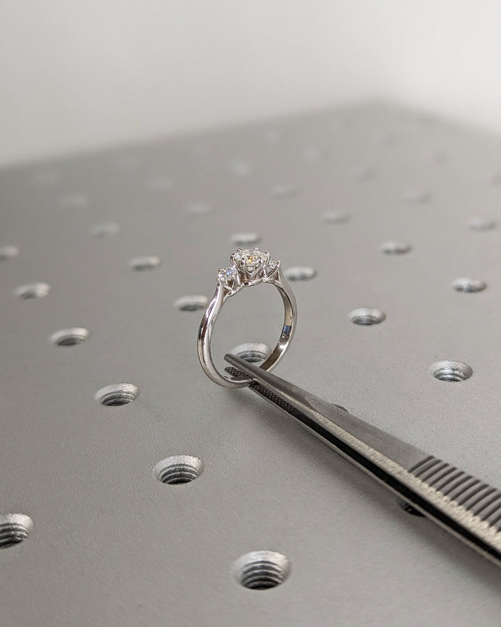 0.50CT Three Stone Round Lab Grown Diamond Engagement Ring Minimalist Engagement Ring