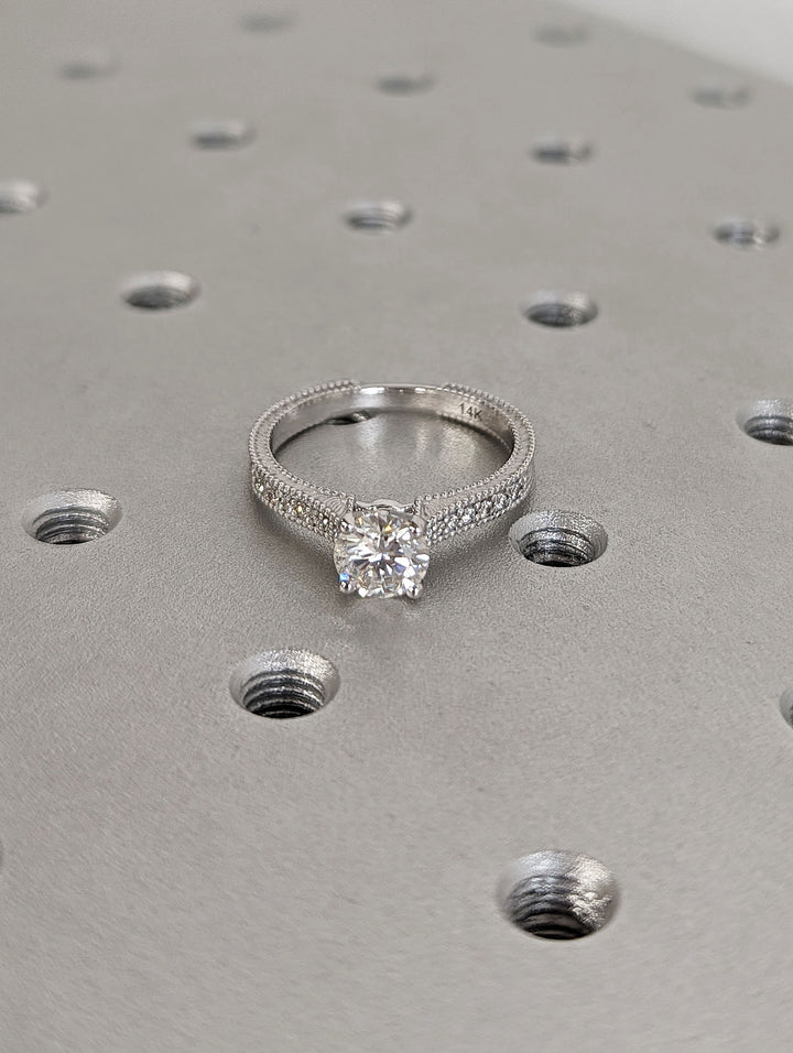 1.0CT Round Cut Unique  Vintage Lab Grown Diamond Engagement Ring Anniversary Gift