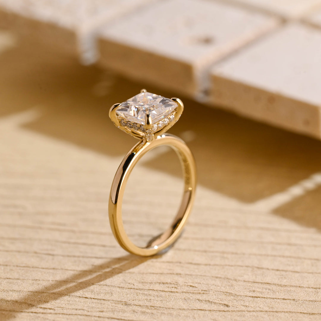 2.0CT Princess Cut Hidden Halo IGI Certified Lab Grown Diamond Engagement Ring For Her