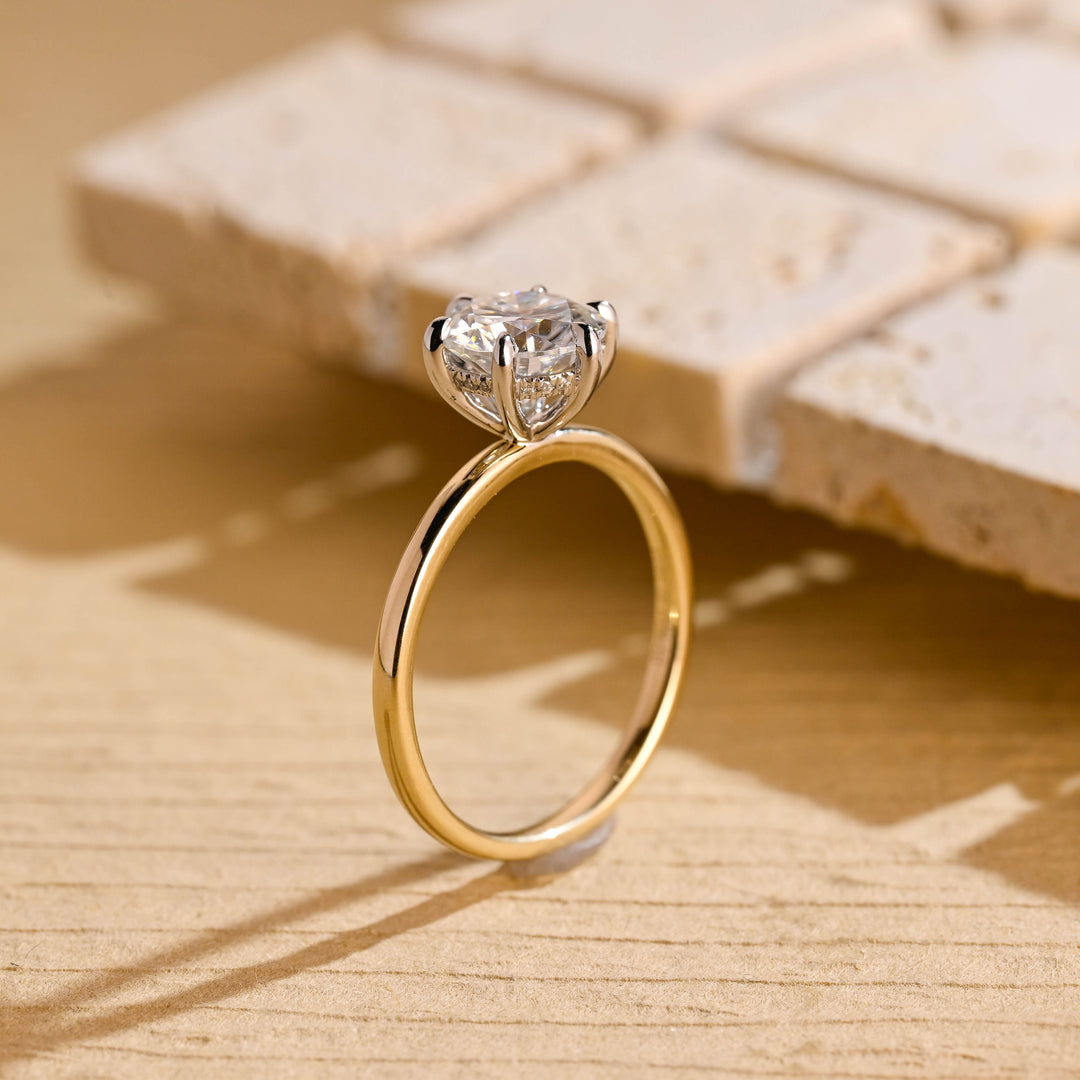 1.50CT Round Cut Lab Grown Diamond Hidden Halo Engagement Ring For Women