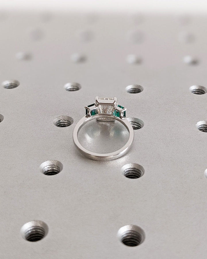 2.0CT Radiant Cut Three Stone Lab Grown Diamond Engagement Ring Trilogy Engagement Ring