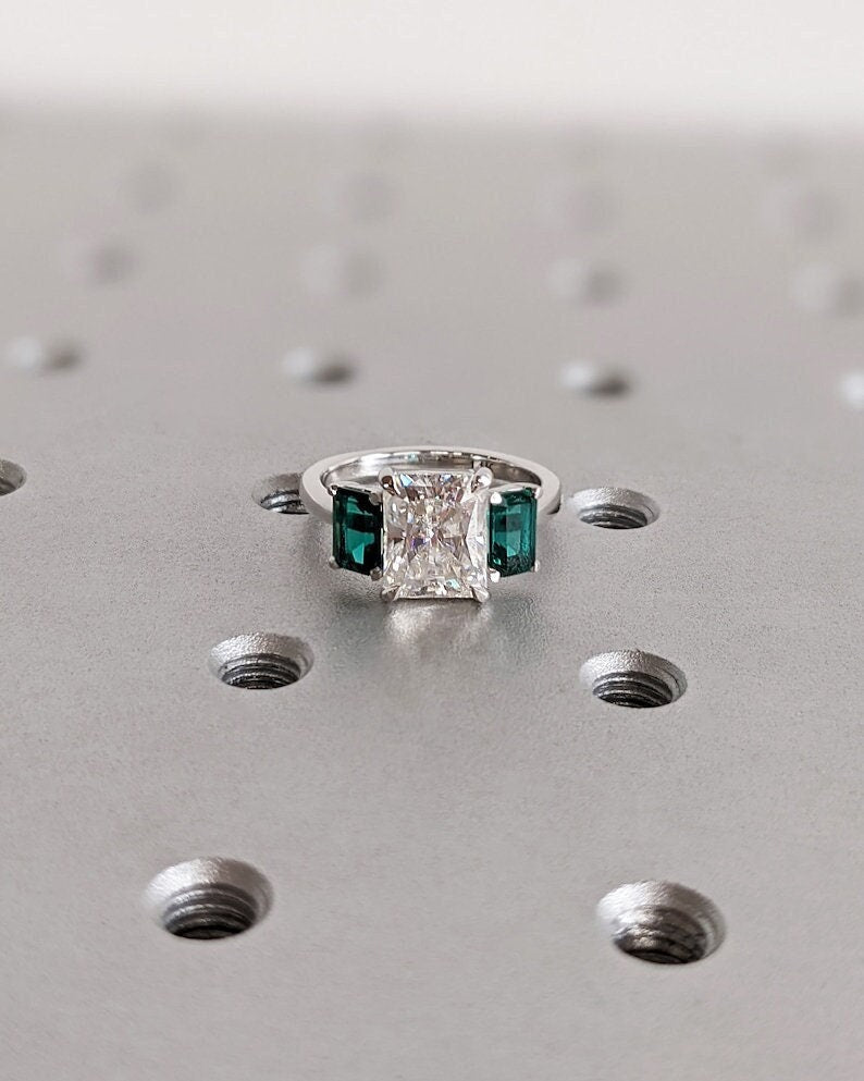 2.0CT Radiant Cut Three Stone Lab Grown Diamond Engagement Ring Trilogy Engagement Ring
