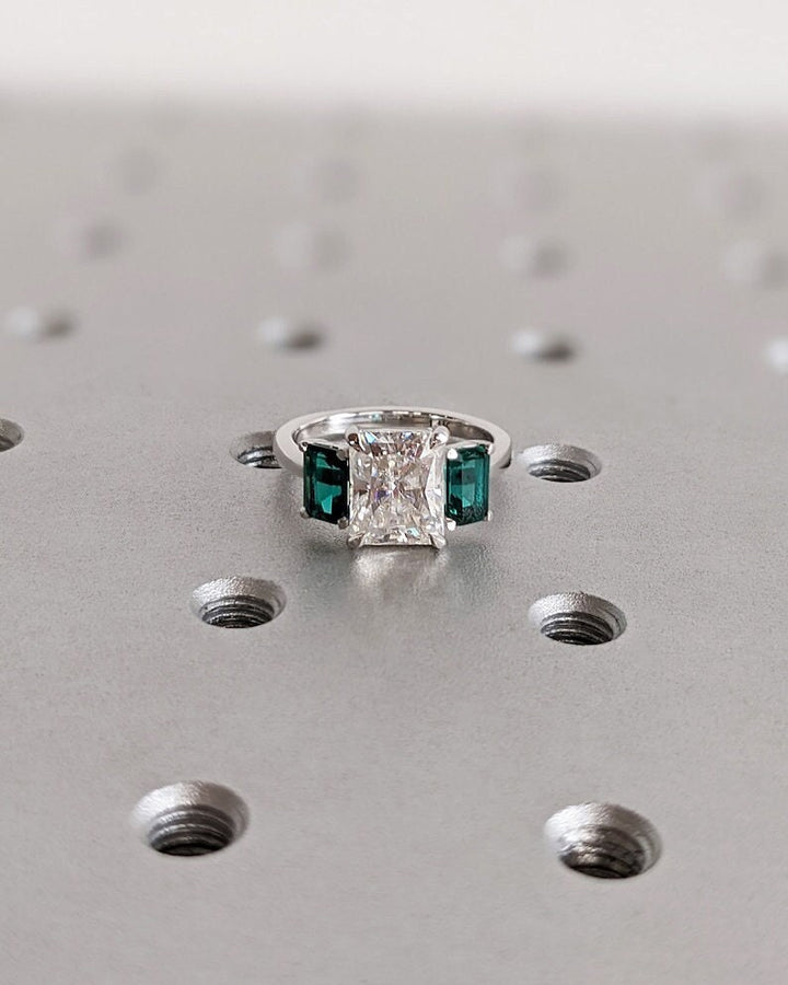 2.0CT Radiant Cut Three Stone Lab Grown Diamond Engagement Ring Trilogy Engagement Ring