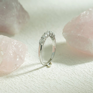 0.55CT Oval Cut Half Eternity CVD EF/VVS Diamond Wedding Band For Women