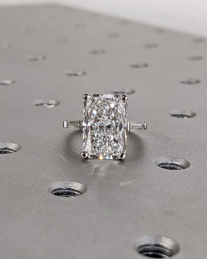 6.0CT Radiant Cut Three Stone Lab Grown Diamond Engagement Ring For Women