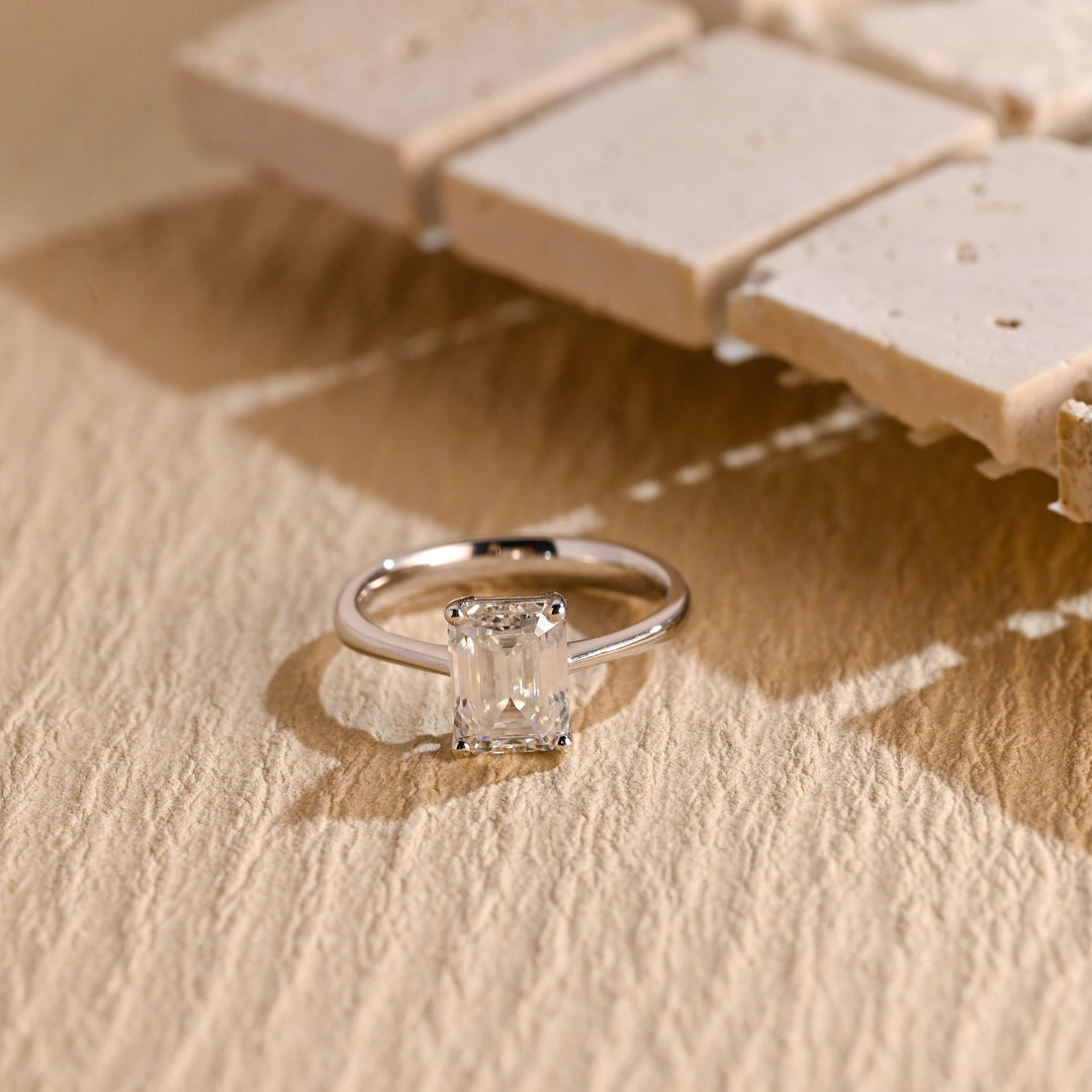 2.0CT Emerald Cut Lab Grown Diamond Solitaire Engagement Ring, Maximalist Wedding Ring