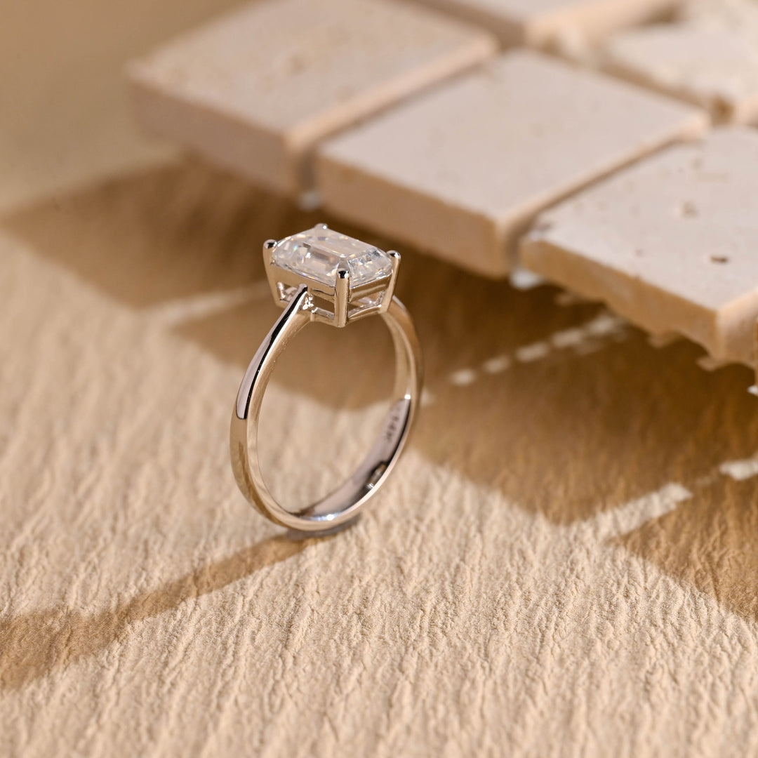 2.0CT Emerald Cut Lab Grown Diamond Solitaire Engagement Ring, Maximalist Wedding Ring