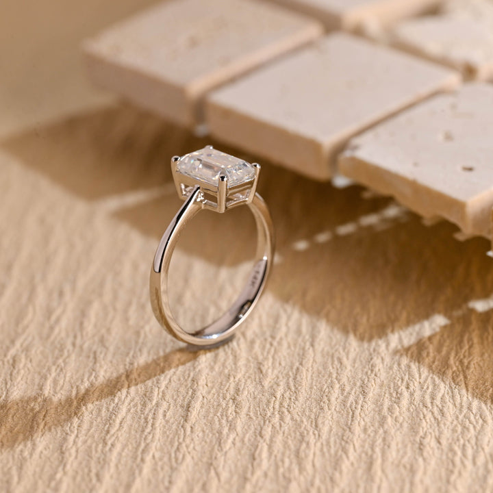 2.0CT Emerald Cut Lab Grown Diamond Solitaire Engagement Ring, Maximalist Wedding Ring