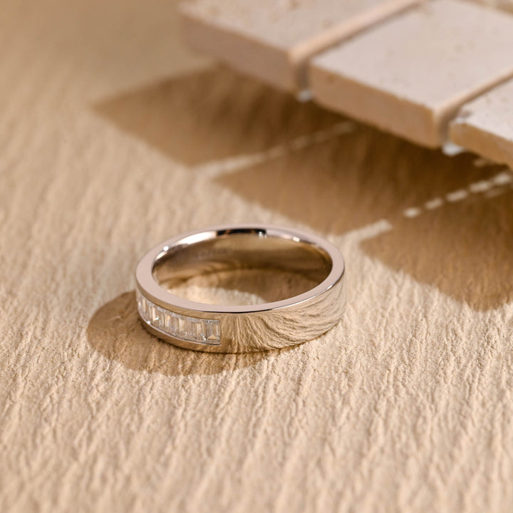 0.40CT Emerald Cut Lab Grown Men's Wedding Band in Solid Gold