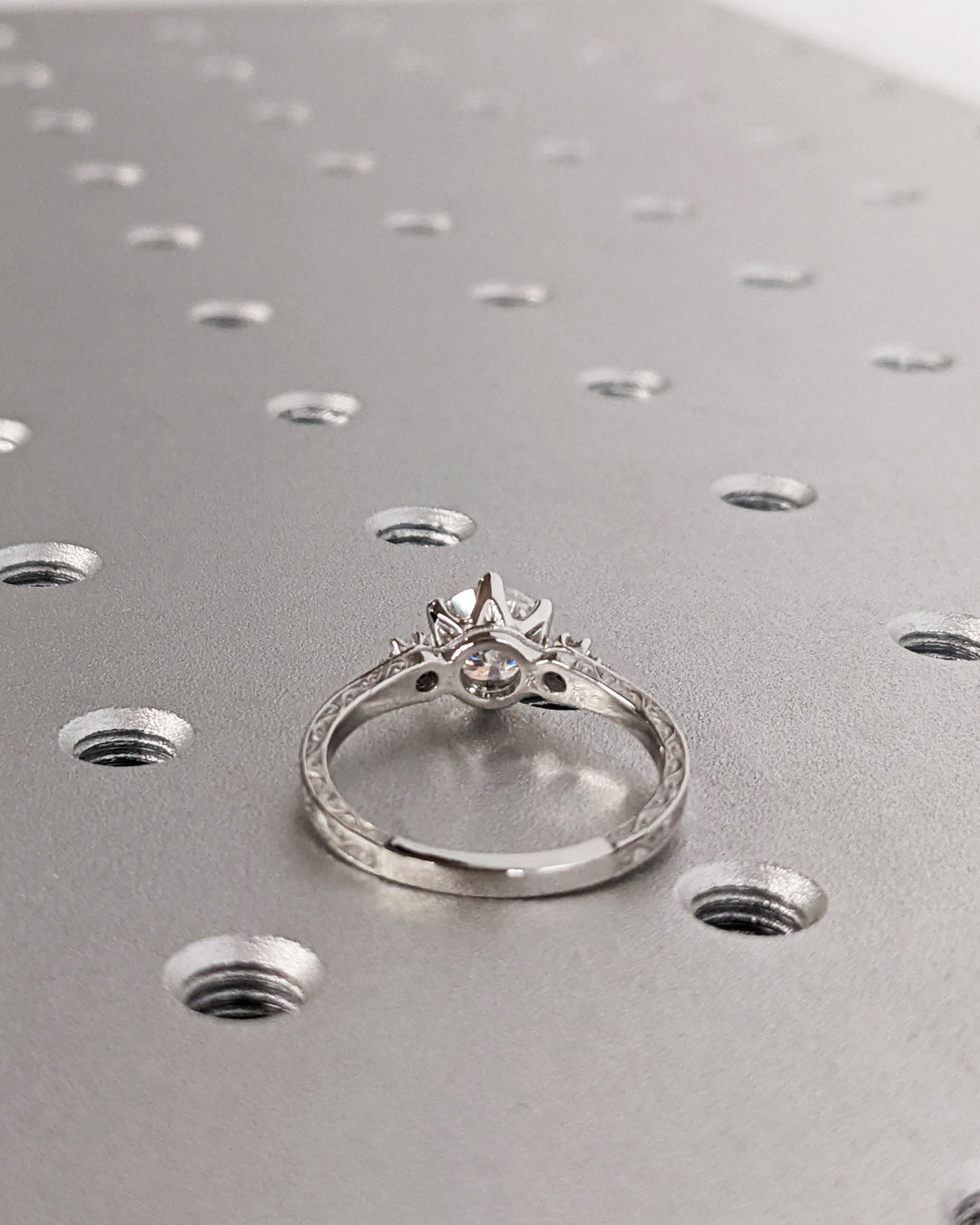 1.0CT Three Stone Lab Grown Round Diamond Engagement Ring For Her