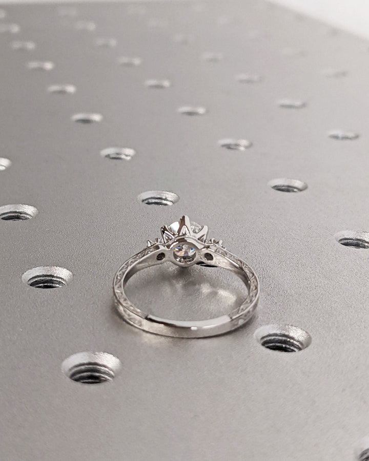 1.0CT Three Stone Lab Grown Round Diamond Engagement Ring For Her