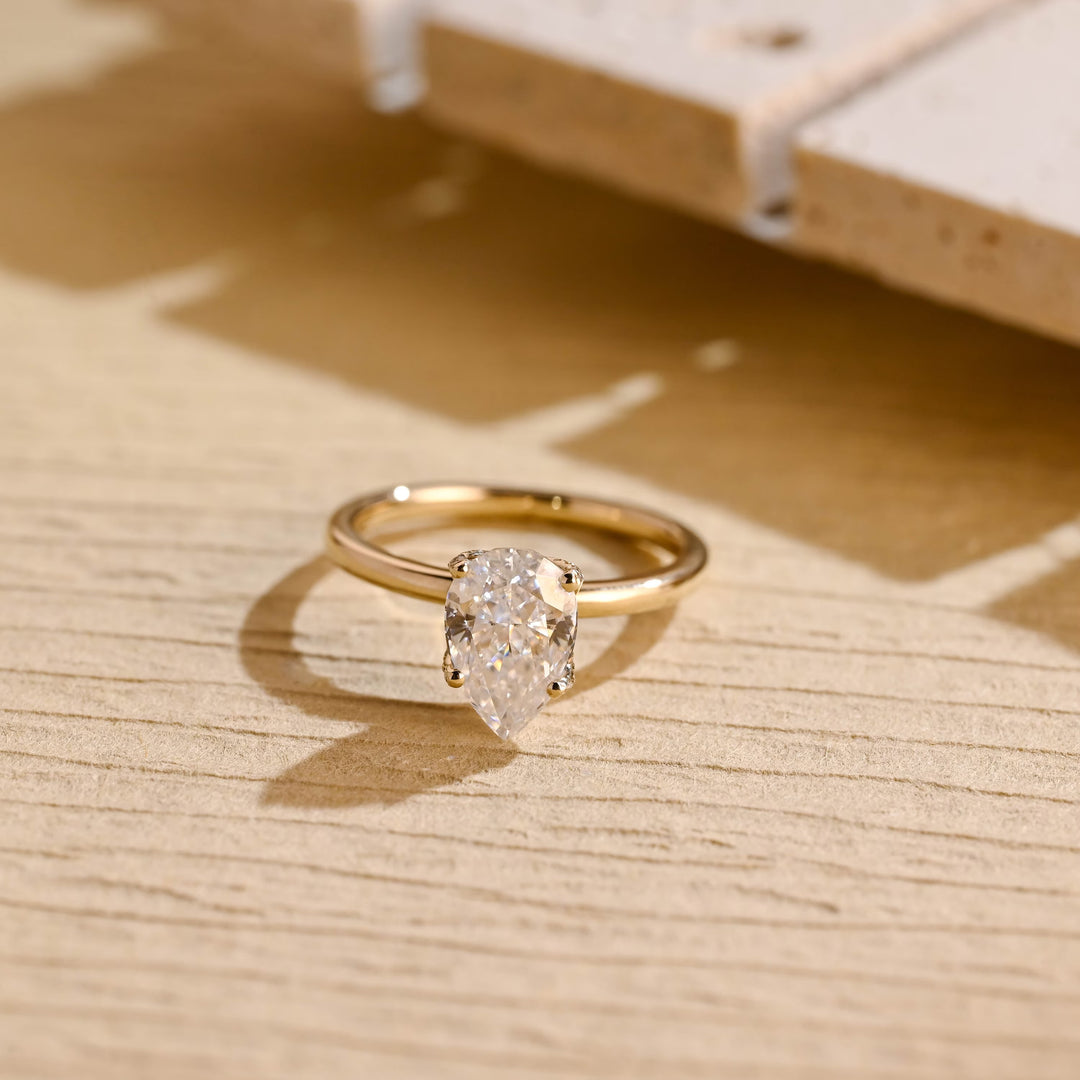 0.50CT Pear Cut Lab Grown Diamond Solitaire Engagement Ring For Women