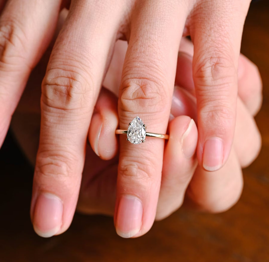 0.50CT Pear Cut Lab Grown Diamond Solitaire Engagement Ring For Women