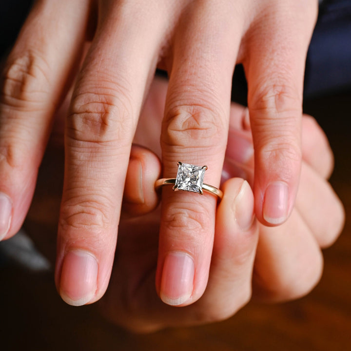 2.0CT Princess Cut Hidden Halo IGI Certified Lab Grown Diamond Engagement Ring For Her