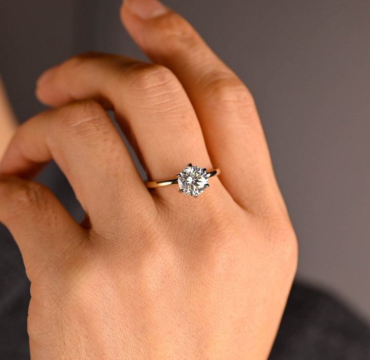 1.50CT Round Cut Lab Grown Diamond Hidden Halo Engagement Ring For Women
