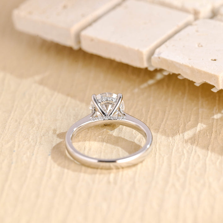 1.0CT Round Cut Hidden Halo Lab Grown Diamond Engagement Ring For Women