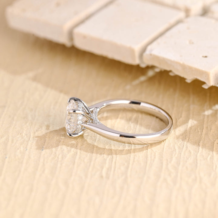 1.0CT Round Cut Hidden Halo Lab Grown Diamond Engagement Ring For Women