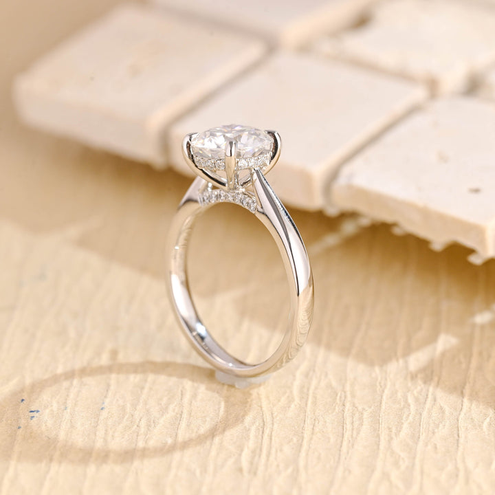 1.0CT Round Cut Hidden Halo Lab Grown Diamond Engagement Ring For Women