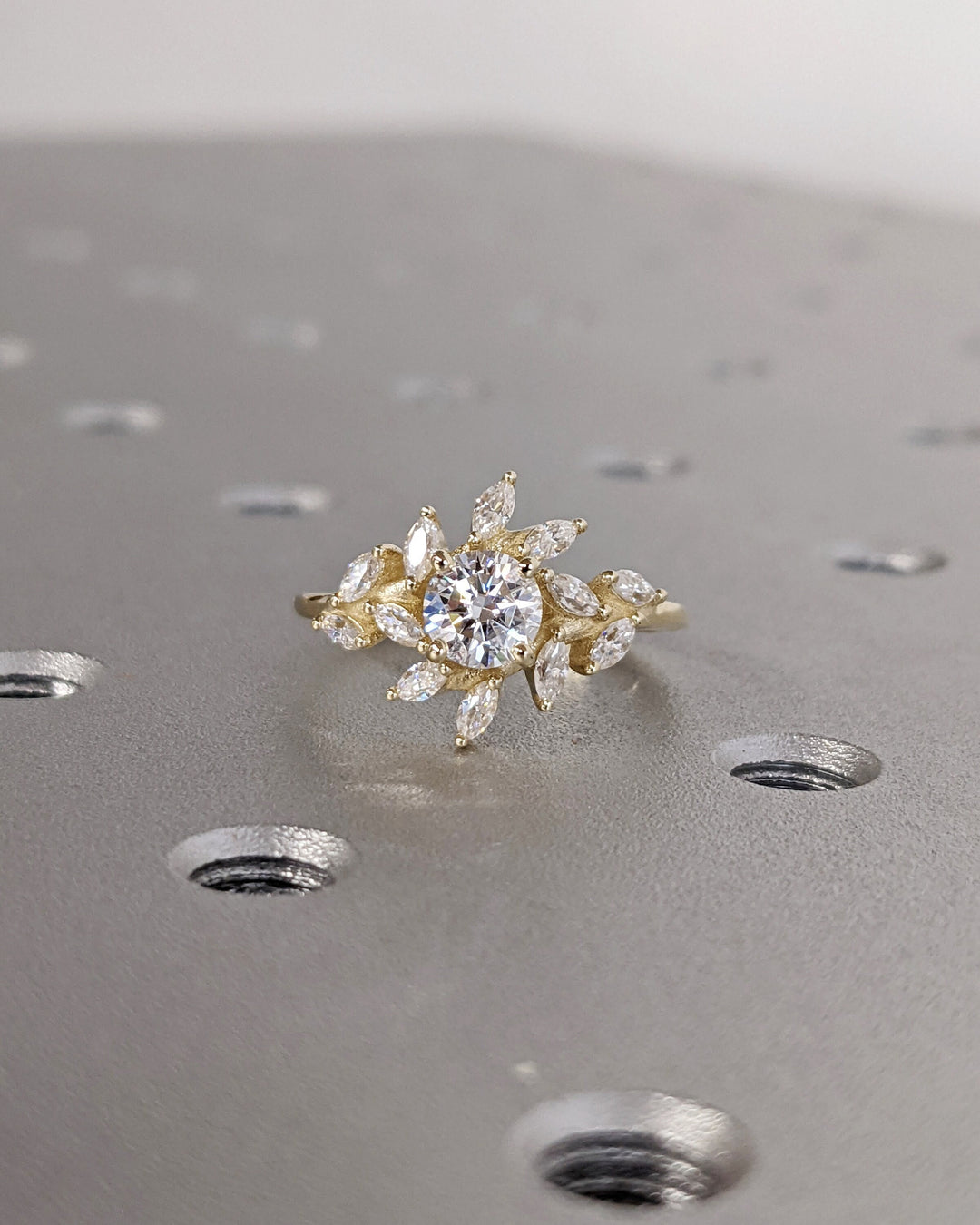 1.0CT Round Cut Cluster Lab Grown Diamond Engagement Ring For Women