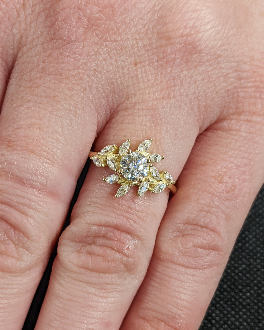 1.0CT Round Cut Cluster Lab Grown Diamond Engagement Ring For Women